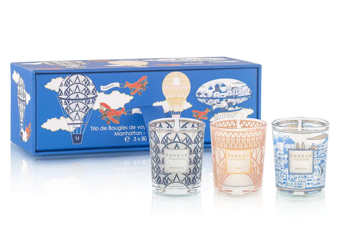 Baobab - Duftkerzen Set Manhattan, Paris & Mykonos